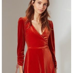 Urban Outfitters Velvet Surplice Wrap Romper Dress
